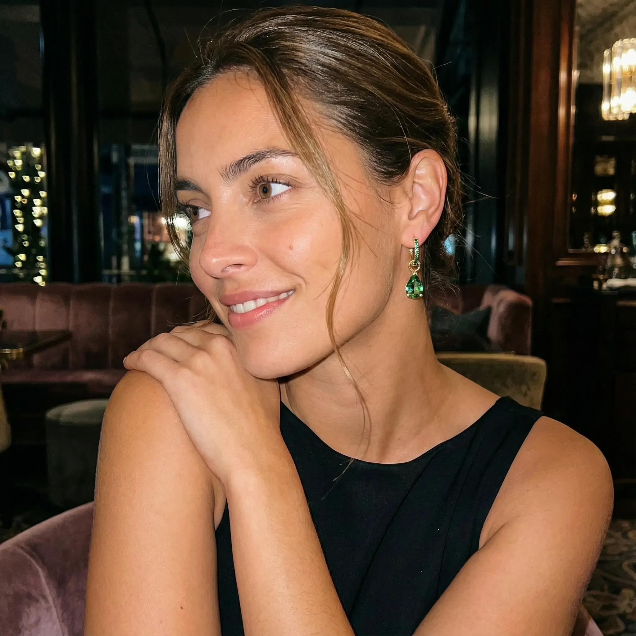 Earrings presented in an AI UGC style image