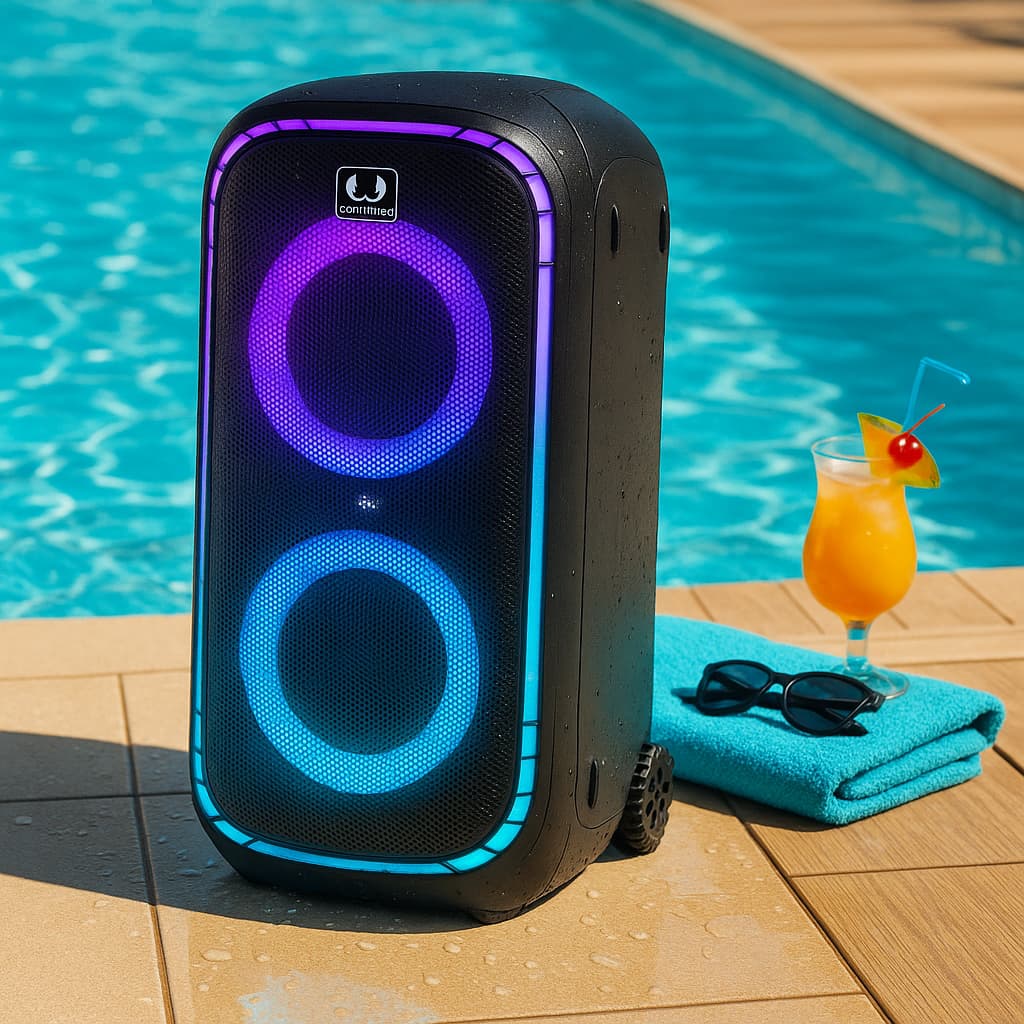 Poolside lifestyle image generated with a JSON prompt