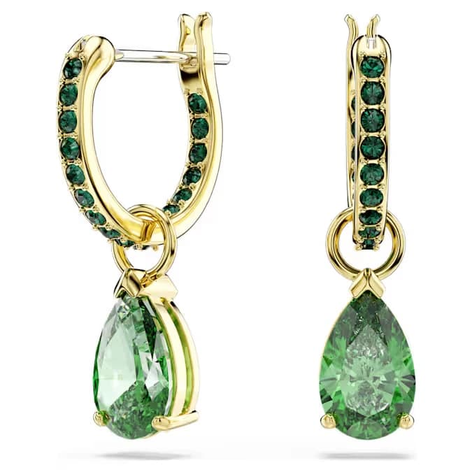 Gold earings with green stones